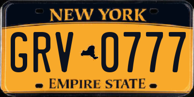 NY license plate GRV0777