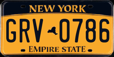 NY license plate GRV0786
