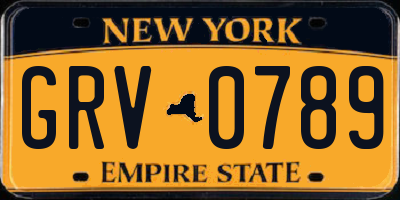NY license plate GRV0789