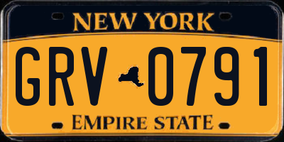 NY license plate GRV0791