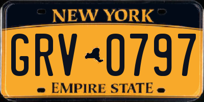 NY license plate GRV0797