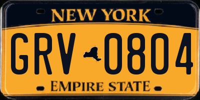 NY license plate GRV0804