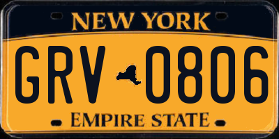 NY license plate GRV0806