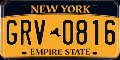 NY license plate GRV0816