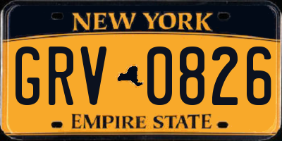 NY license plate GRV0826