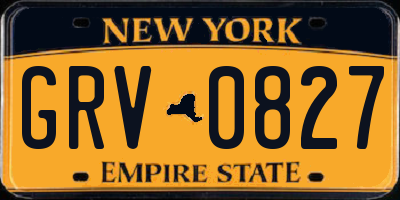 NY license plate GRV0827