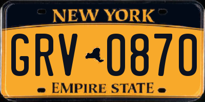 NY license plate GRV0870