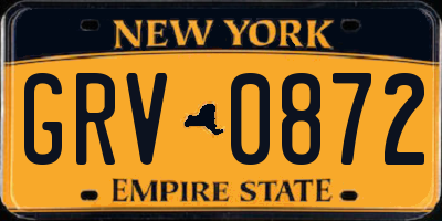 NY license plate GRV0872