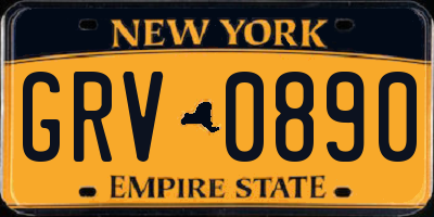 NY license plate GRV0890