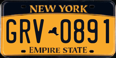 NY license plate GRV0891