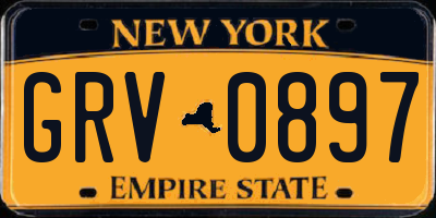 NY license plate GRV0897