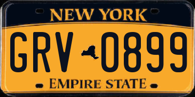 NY license plate GRV0899