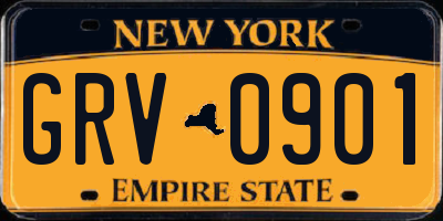 NY license plate GRV0901