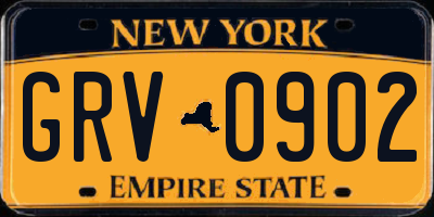 NY license plate GRV0902