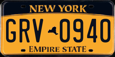 NY license plate GRV0940