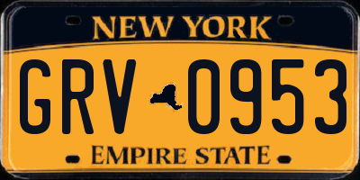 NY license plate GRV0953