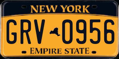NY license plate GRV0956