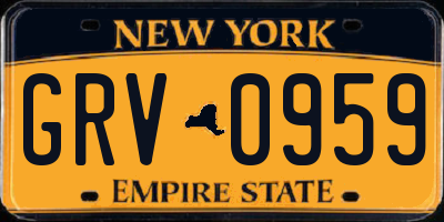 NY license plate GRV0959