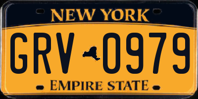 NY license plate GRV0979