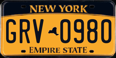 NY license plate GRV0980