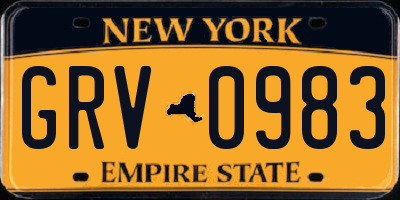 NY license plate GRV0983