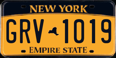 NY license plate GRV1019