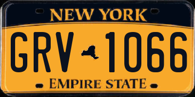 NY license plate GRV1066