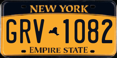 NY license plate GRV1082