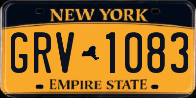 NY license plate GRV1083