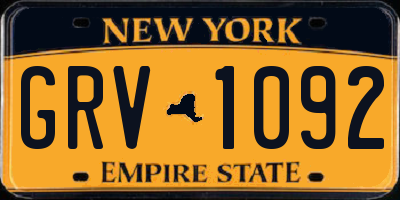 NY license plate GRV1092