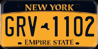 NY license plate GRV1102