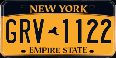 NY license plate GRV1122