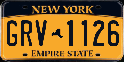 NY license plate GRV1126