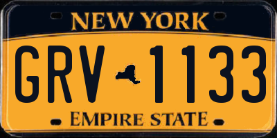 NY license plate GRV1133