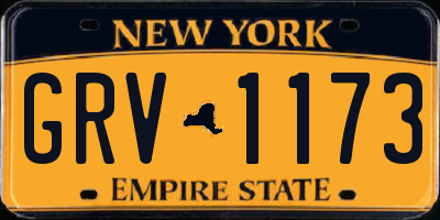 NY license plate GRV1173