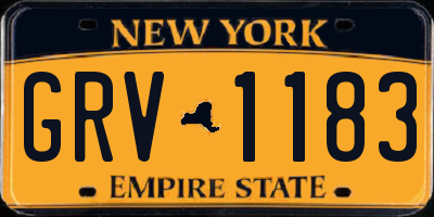 NY license plate GRV1183