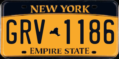 NY license plate GRV1186