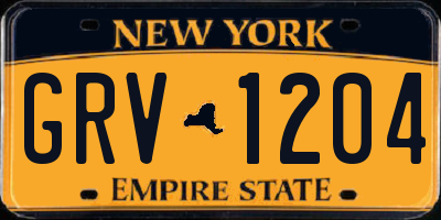 NY license plate GRV1204