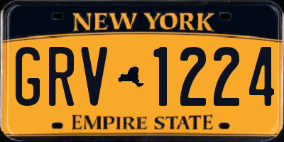 NY license plate GRV1224