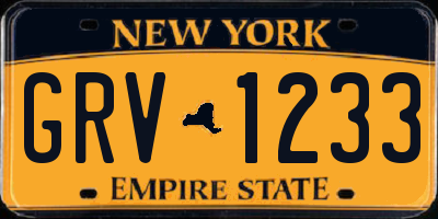 NY license plate GRV1233