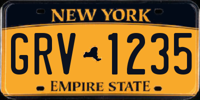 NY license plate GRV1235