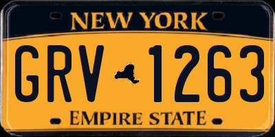 NY license plate GRV1263