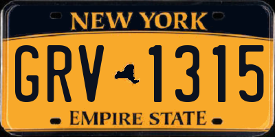 NY license plate GRV1315