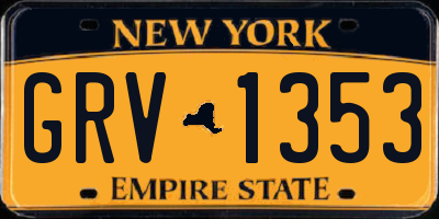 NY license plate GRV1353