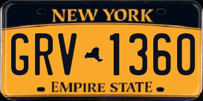 NY license plate GRV1360