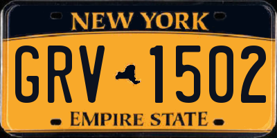 NY license plate GRV1502