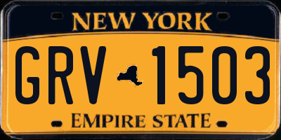 NY license plate GRV1503