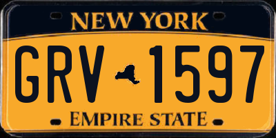 NY license plate GRV1597