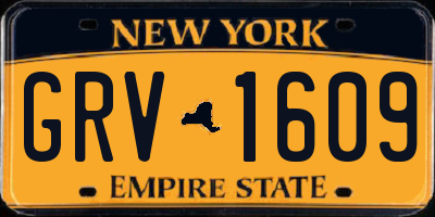 NY license plate GRV1609