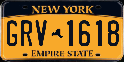 NY license plate GRV1618
